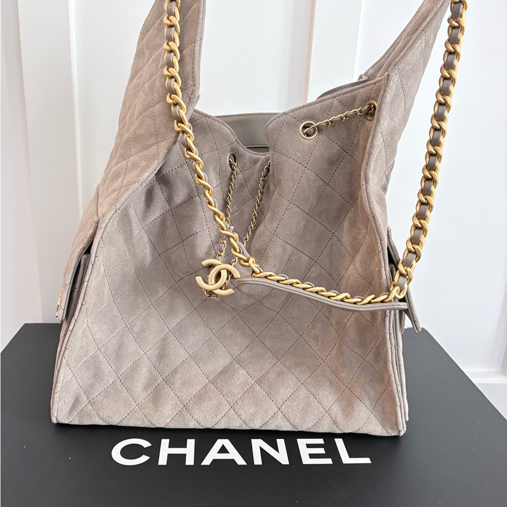 Chanel Taupe Quilted Shoulder Bag - Picture 6 of 7